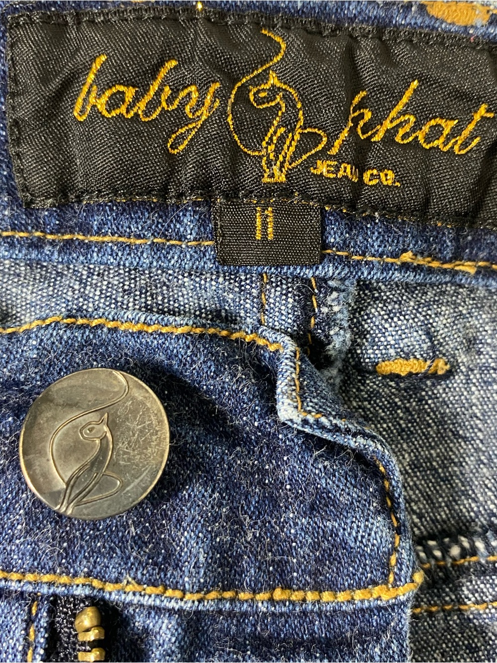 Baby Phat Dark Blue Flared Jeans with Front Seams Y2K Bootcut Stretch Denim - Picture 6 of 11